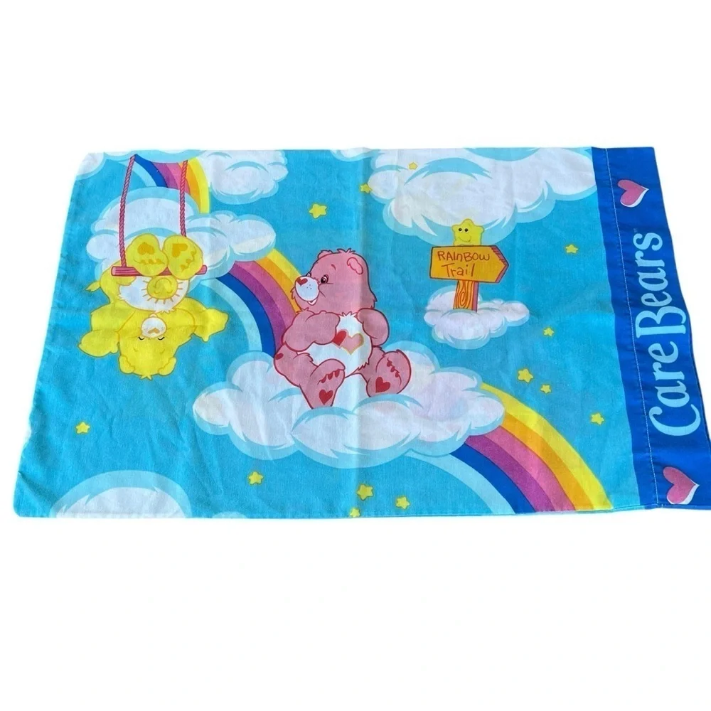 VTG Franco Care Bears Standard Pillowcase Set Rainbow Trail Catch Some Fun GUC